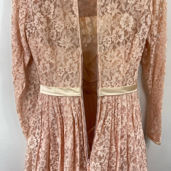 Vintage 50's Small Pink Lace Full Sweep Hollywood Maisel Style‎ Cocktail Dress - Picture 9 of 14